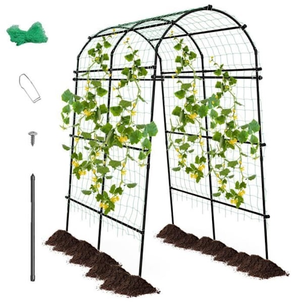 COSTWAY Trädgårdsbåge med PE-belagd metallspaljé för klätterväxter 181 x 110-160 x 230 cm Utomhusbröllopsdekoration