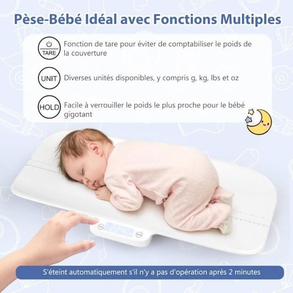 COSTWAY Digital Babyvåg Max 30 kg Storlek 60CM APP-kontroll 4 måttenheter Tara-underhållsfunktion LED-skärm Automatisk avstängning