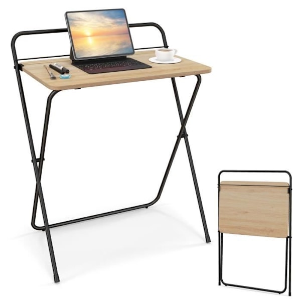 COSTWAY Litet hopfällbart datorskrivbord 60 x 40 cm, hållare för surfplatta eller bok, ingen montering krävs för små utrymmen