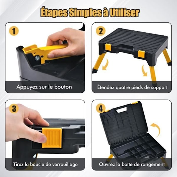 COSTWAY Hopfällbar trapppall 2 i 1 last 150 kg Bred anti-halk trapppall med 12 fack 7 fack 41,5 x 31 x 9 cm Svart Svart
