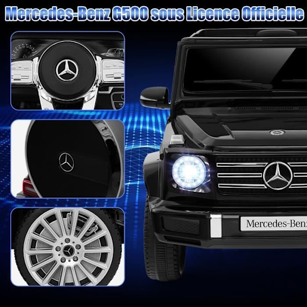 COSTWAY Mercedes-Benz G500 - Elbil 12V/7 Ah - 4 Motor, 3-7 km/h, 2,4G Fjärrkontroll, LED, MP3, USB, 3+ år, Svart Svart