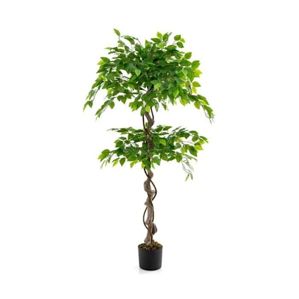 Keinotekoinen ficus - COSTWAY - 150 cm - 882 lehteä - Realistinen runko - Kuivattu sammal Grön