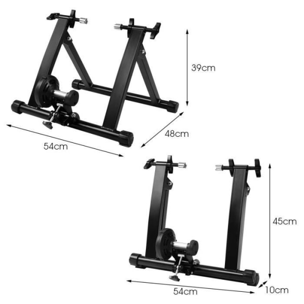 COSTWAY Home Trainer Magnetic Turbo Trainer för hopfällbar cykel Svart stål med monteringstillbehör Max belastning 150KG