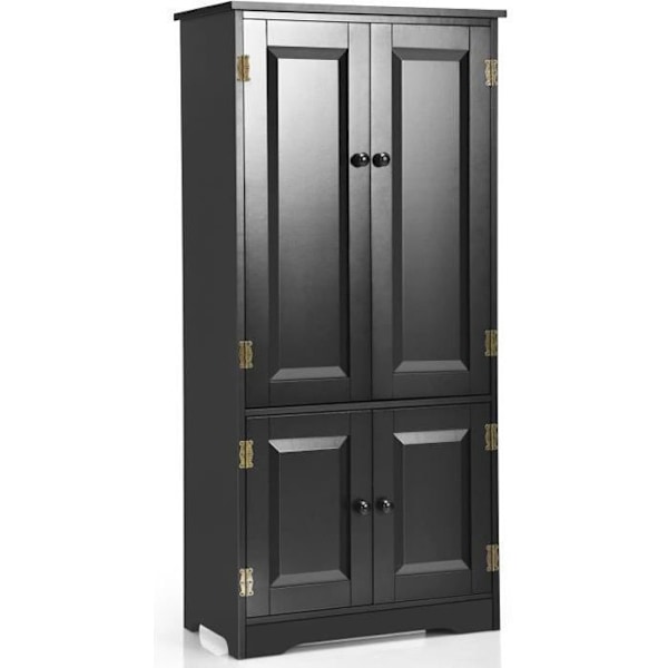 COSTWAY Vintage MDF opbevaringsskab med 2 5-positions justerbare hylder og 2 døre, anti-dumping enhed, sort Svart