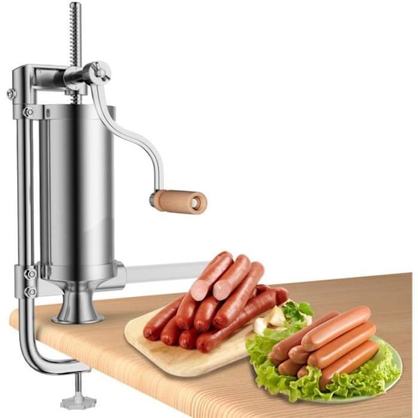 COSTWAY 3L Pølsestopper Pølsemaskine i rustfrit stål. Hakket kød 4x rør (Ø 15/19/22/25 mm)