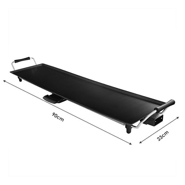 Non-stick elektrisk bageplade COSTWAY-1800W-90 x 23 CM-Justerbar termostat-Olieopsamlerskuffe-Hurtig termisk ledning