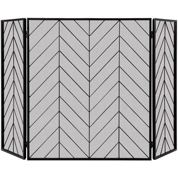 COSTWAY Pejseildskærm - 3 foldbare paneler - Robust metalramme - Beskyttelsesgitter til børn og kæledyr - 133 x 78 CM - Sort