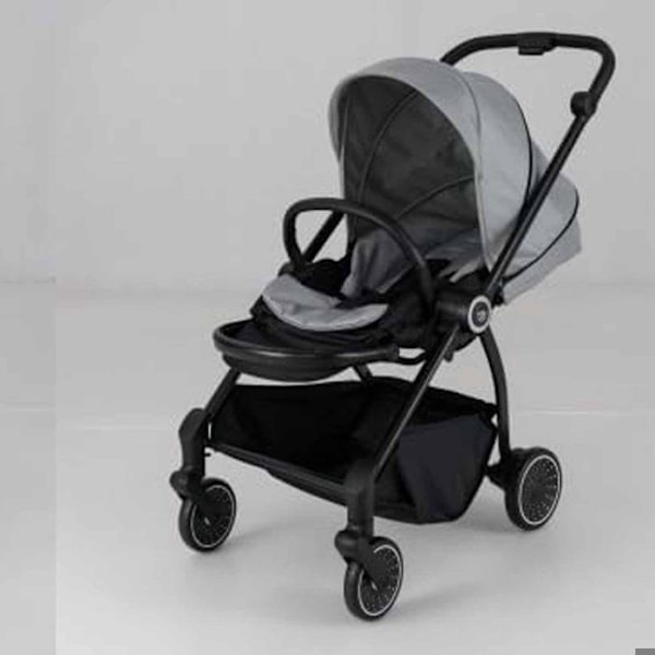 COSTWAY Fällbar Barnvagn med Vändbart Säte & Justerbart Ryggstöd, Undervagn, 5-Punkts Säkerhetssele, 15 kg, Grå Grå