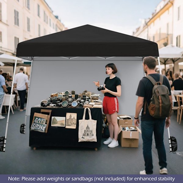 COSTWAY Pop-Up Telt Foldsbar 3 x 3 M med 1 Sidevæg - Solbeskyttelse UPF50+ - Bærbar Rygsæk til Camping, Sort