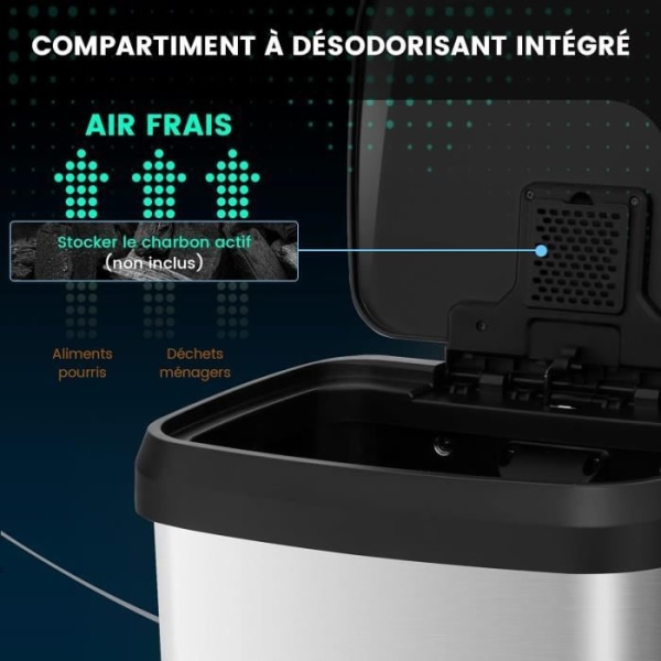 COSTWAY køkken skraldespand med pedal 68 L - rustfrit stål, anti-fingeraftryk, ultra-støjsvag blød lukning, sølv Pengar