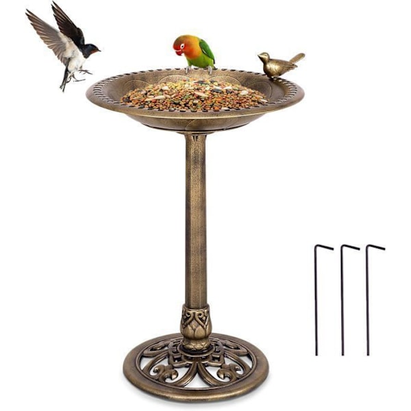 Fuglefoderstand COSTWAY - Højde 72CM - Diameter 51cm - Antik Bronze Design brons