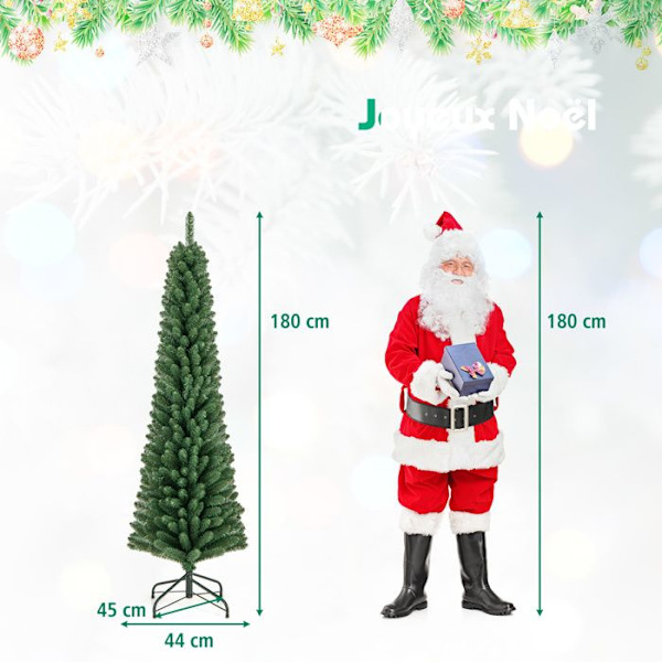 COSTWAY konstgjord julgran 180 cm, 392 PVC-grenar, metallställ, semesterdekoration för hem, butik, kontor