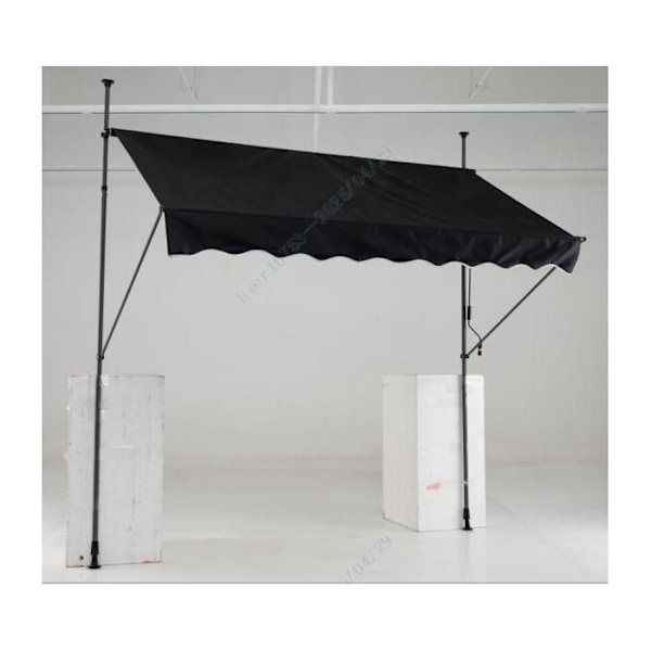 COSTWAY Butiks Bant Manuel Återkallbar 2 x 1,2M - Veva Höjdjusterbar 210-300CM, Terass Markis Anti UV Svart