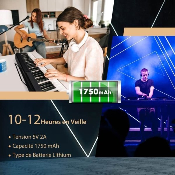 COSTWAY Bärbart digitalpiano 88 tangenter Justerbar dynamisk hastighet Dubbla Bluetooth och klaviatur 128 rytmer 2 högtalare