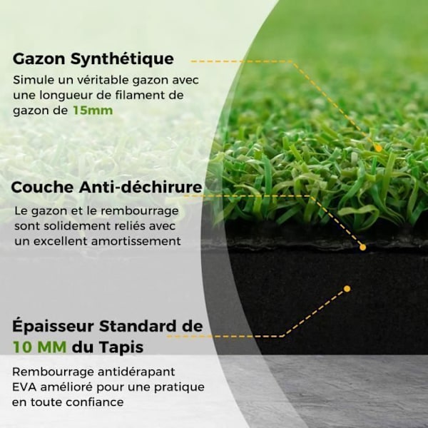 COSTWAY golfträningsmatta 152 x 117 x 2,5 cm med 2 tee-positioner och 2 inriktningsstavar 6 förborrade tee-hål
