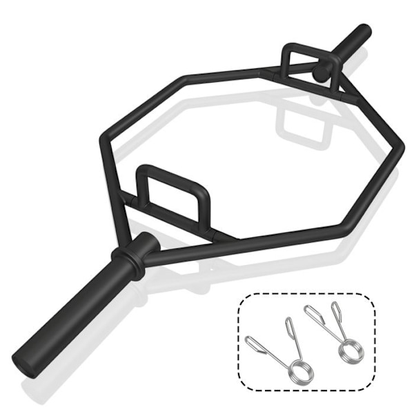 COSTWAY Olympisk Hexagonal Trap Bar vægttræning Belastning 363KG, 25 CM håndtag, Teksturerede håndtag, Clipspring, Sort Svart
