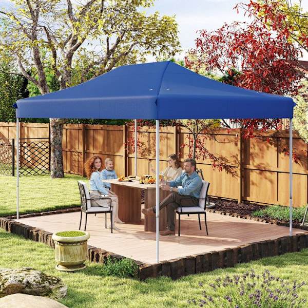Tältduk Fällbar 300 x 445 CM - COSTWAY - 10-12 personer Pop-Up Höjdjusterbar 188-208cm - UV-skydd för Fester Blå