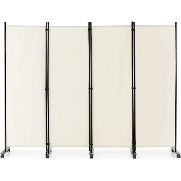 COSTWAY rullskärm 4 paneler Vikbar, fristående rumsavdelare Skydda integritet, 225 x 173 CM Vit