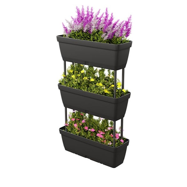 COSTWAY Hævet Vertikalt Bed med 6 Plantekasser, Drænhuller, til Frugter, Grøntsager og Blomster, 49x16x81cm, Sort Svart
