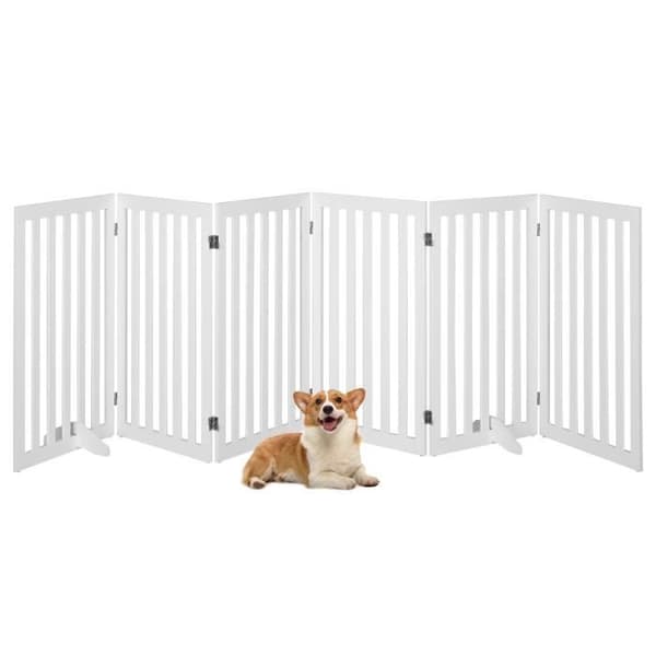Modulär hopfällbar husdjursbarriär - COSTWAY - Vit - 6 paneler - 89cm Vit