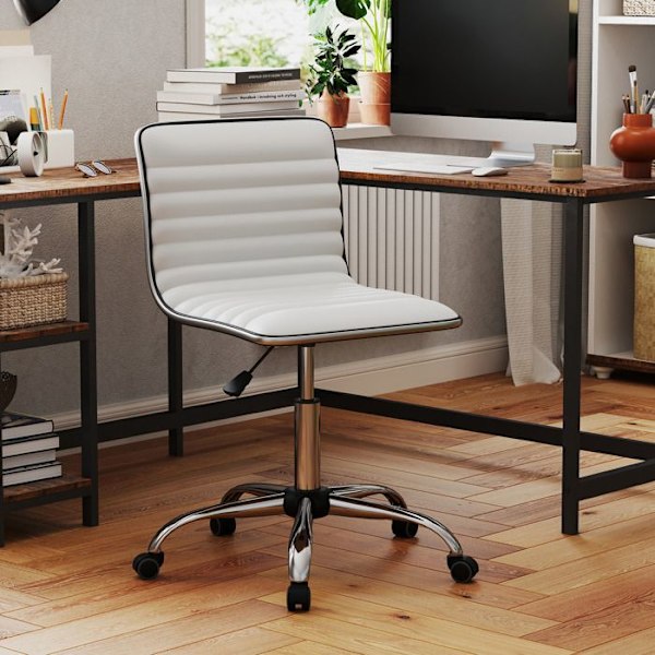 Polstret Kontorstol - COSTWAY - Justerbar Drejesæde Højde 49-63,5 cm - Universelle Hjul Moderne Stil