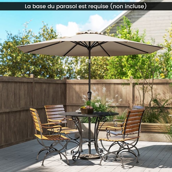 Parasol Déporté 35°270 CM - COSTWAY - UV Beskyttelse 30+ Knap-tilt - 8 Spiler til Have Patio, Strand Brun