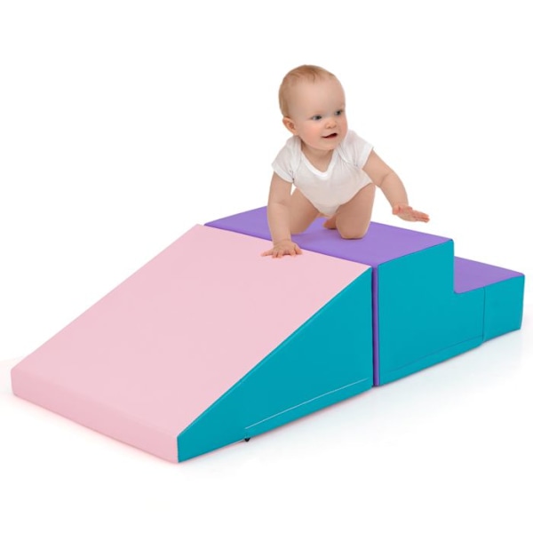 2 kpl Baby Motor Skills Module vaahtomuovista COSTWAY-rakennuspalikka vedenpitävä ja irrotettava PU-suojus-koukku ja silmukkakiinnitin-violetti