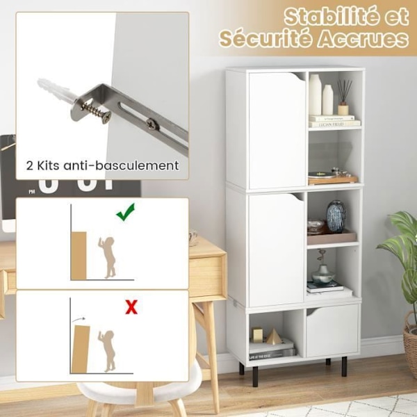 COSTWAY Stapelbar bokhylla, kombinationsförvaringsenhet för galler, justerbar gör-det-själv-design, för vardagsrum, sovrum, kontor Vit