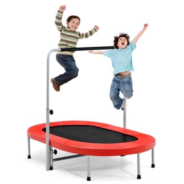COSTWAY Inomhus/Utomhus hopfällbar studsmatta för barn med justerbar ledstångskudde Hoppmatta belastning 150 kg Röd