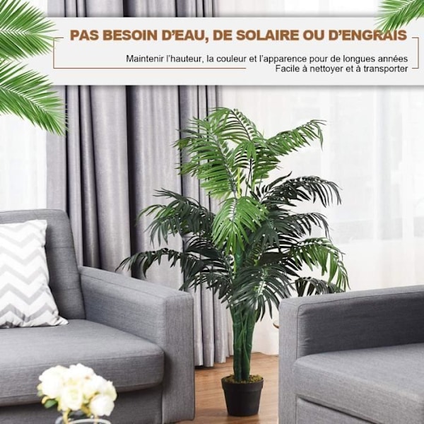 COSTWAY Artificial Areca Palm Keinotekoiset kasvit-H 110 cm-Sisustus. Sisä-/ulkopuoli vihreällä ruukulla