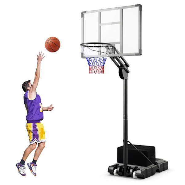 Fristående basketbåge 10 Höjd 149-305 cm COSTWAY-50KG väska-Obrytbar ryggbräda-2 hjul-Fyllbar bas