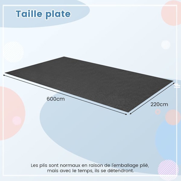 COSTWAY Garage Gulvmatte - 600 x 220 - Dobbeltklæbende tape - Genanvendelig - Bilreparation - Grå Grå