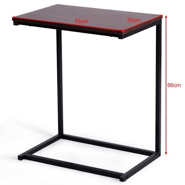 COSTWAY U-formet stue kaffesofa endebord - industriel stil MDF træ og metal 55x35x65CM