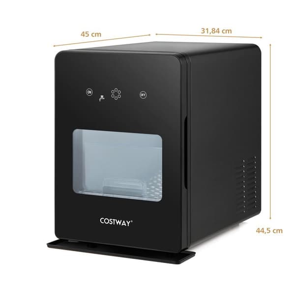 COSTWAY Ismaskine 4 PCS Iskugler, LED-panel, Selvrensende, Kompakt Stille til Cocktail Whiskey Sort