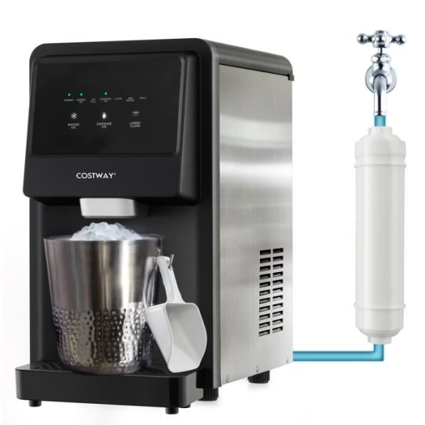 COSTWAY Nugget Ice Maker 27kg/24H 240W Kompressor R290 Kranvattenfilter Infraröd detektering Självrengörande