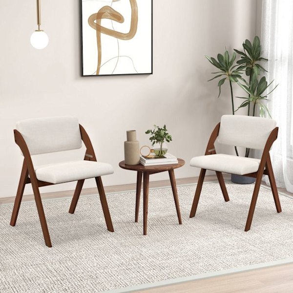 COSTWAY Sæt af 2 Stabelbare Spiseborde med Gummitræsfødder, Polstret Sæde og Ryg, Sæde 47 x 47 cm Rød