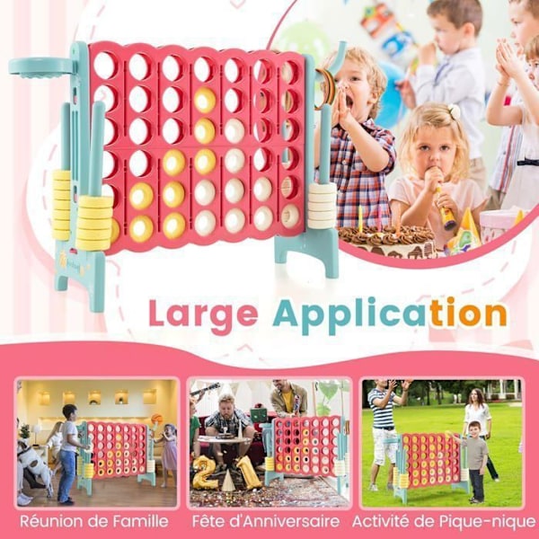 COSTWAY Power Game 4 Giant-Basket-ringkastning 42 stycken-snabbspak-BPA-fri-Familjespel-Blå