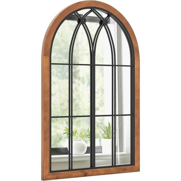 COSTWAY Dekorativ Væg Spejl 60x90 CM Spejl Værksted Bue Industriel Design, Ramme i Førstegangs Sådanne til Entré, Stue, Værelse