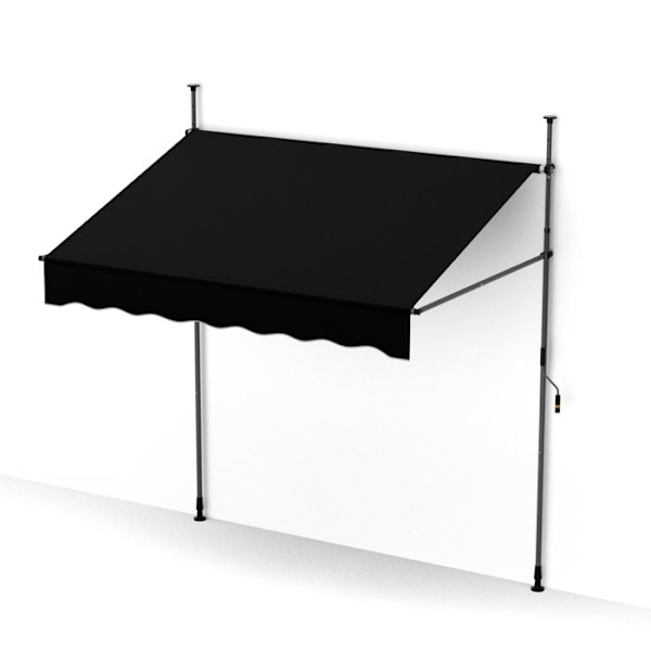 COSTWAY Butik Banne Manuel Retractable 3 x 1,2M - Manivelle Højdejusterbar 210-300CM, Terrasse Markise Anti UV Sort