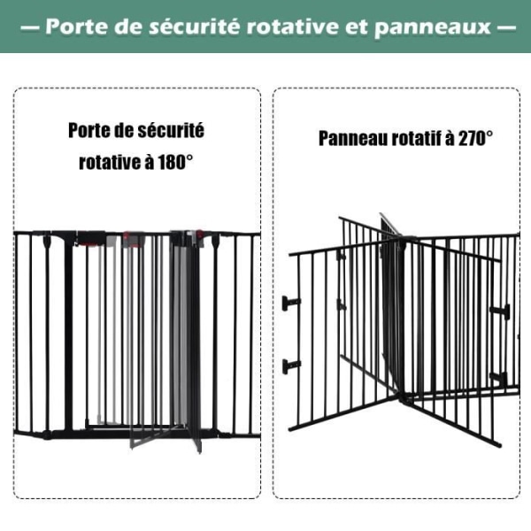 COSTWAY lasten/lemmikkieläinten turvaportti 290 x 74 CM 5 paneelia takkasuoja seinä tai vapaasti seisova käyttö musta Svart