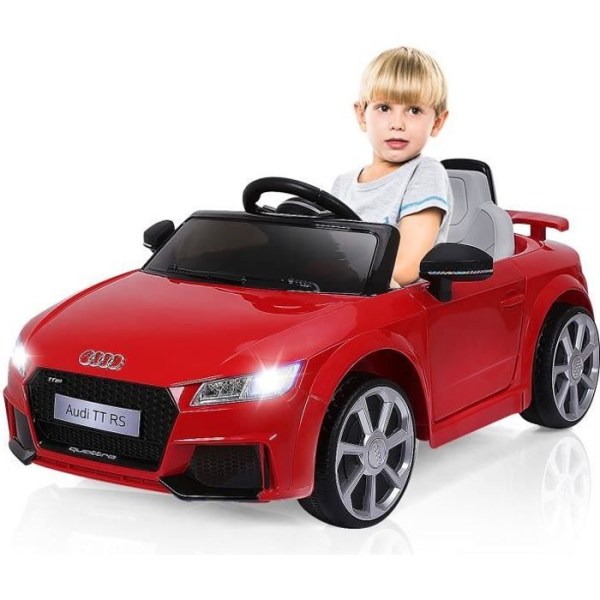 Audi TTRS 12V Elbil til børn Max. 5 km/t, 2 motorer, 2 døre - 2,4G fjernbetjening, MP3, røde LED-lys Röd