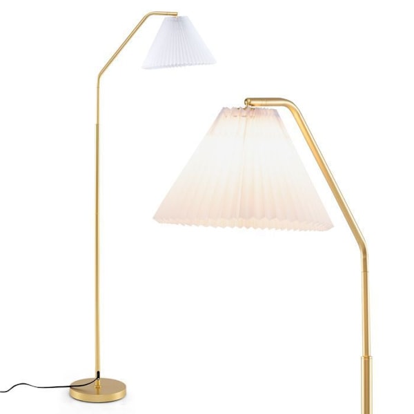 COSTWAY Golvlampa 168 CM, Justerbart Lampskärm, Fotomkopplare, Modern Metallampa för Vardagsrum, Sovrum, Kontor Guld och vitt