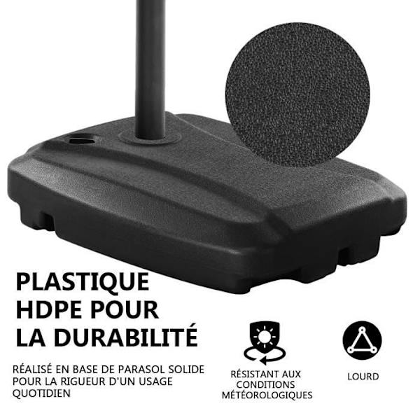 COSTWAY HDPE parasollbas, med hjul och bottenkors, fyll med 95 kg sand eller 60 l vatten, 81x61x15 cm, svart