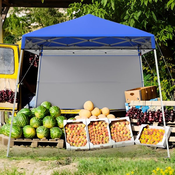 COSTWAY Have Telt 182 x 182 cm med Sidepanel - Sammenklappelig Telt med Justerbare Skråstøtter Blå