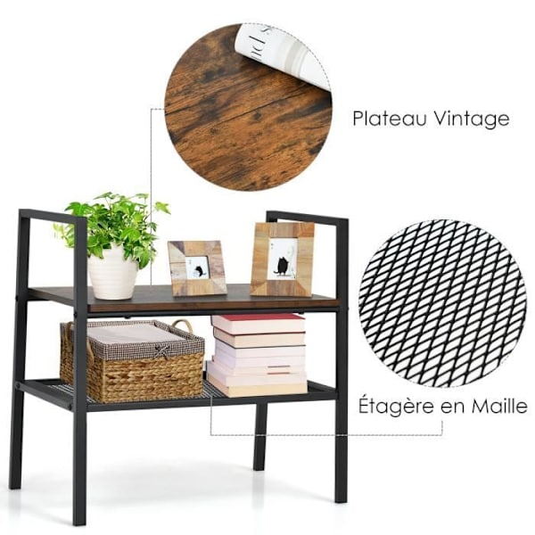 COSTWAY stabelbar 2-lags opbevaringsstativ, 54 x 32 x 52 CM, skostativ med metalramme, industriel stil