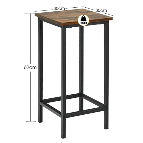 COSTWAY 4 Barstolar i industriell stil 30 x 30 x 65 CM (L x B x H) för kök, café, bistro, uteplats - Rustikbrun Rustik brun