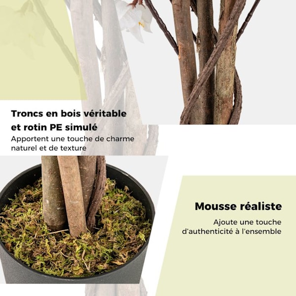 "120 cm Kunstig Bougainvillea Træ - COSTWAY - Kinesisk Potteplante med Blomster i Hvidt i Fuld Blomstring"