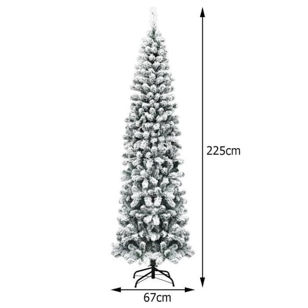 COSTWAY kunstigt juletræ 225 cm lang form blade sneklædt PVC foldbar metalstativ Hjem juledekoration hvid