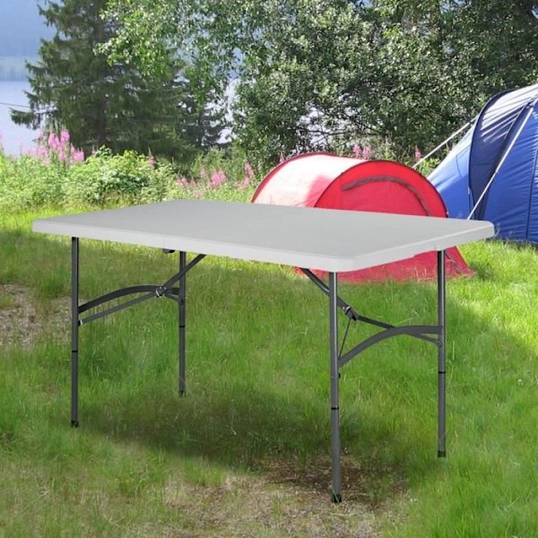 COSTWAY Hopfällbart campingbord - Vit - 150 x 72 x 74 cm - Vattentät, Robust plast Vit