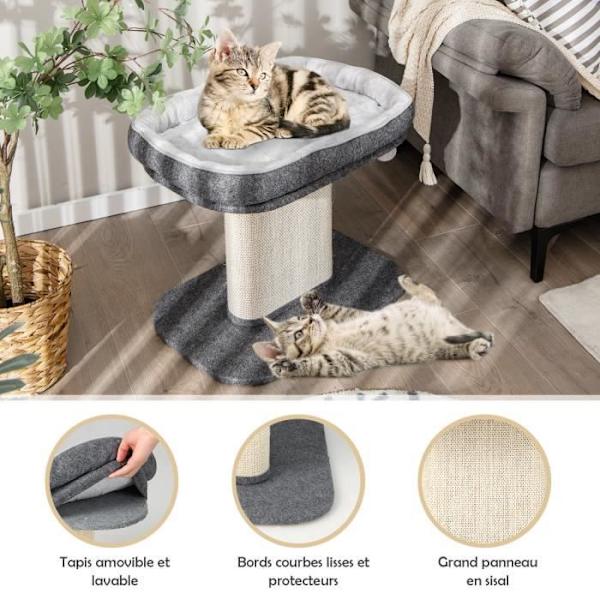 COSTWAY 50CM Tower Cat Tree - Stor plysch abborresäng - Hängande pumps - Sisal Scratching Tower för kattunge - Grå
